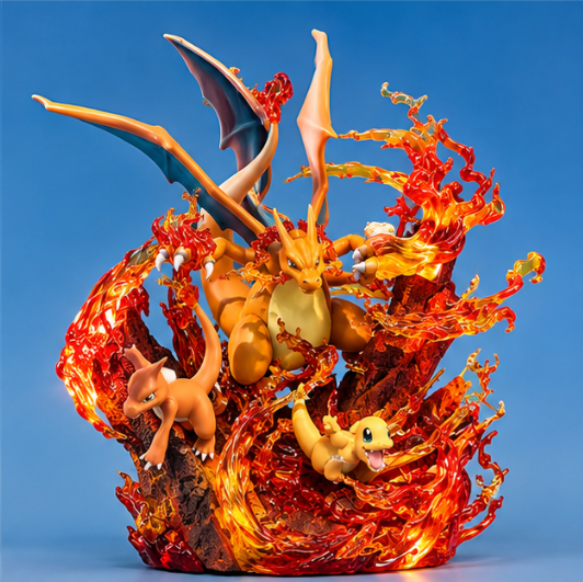 Charmander Charmeleon y Charizard | Diorama Evolucion de Fuego Pokemon 30 cm