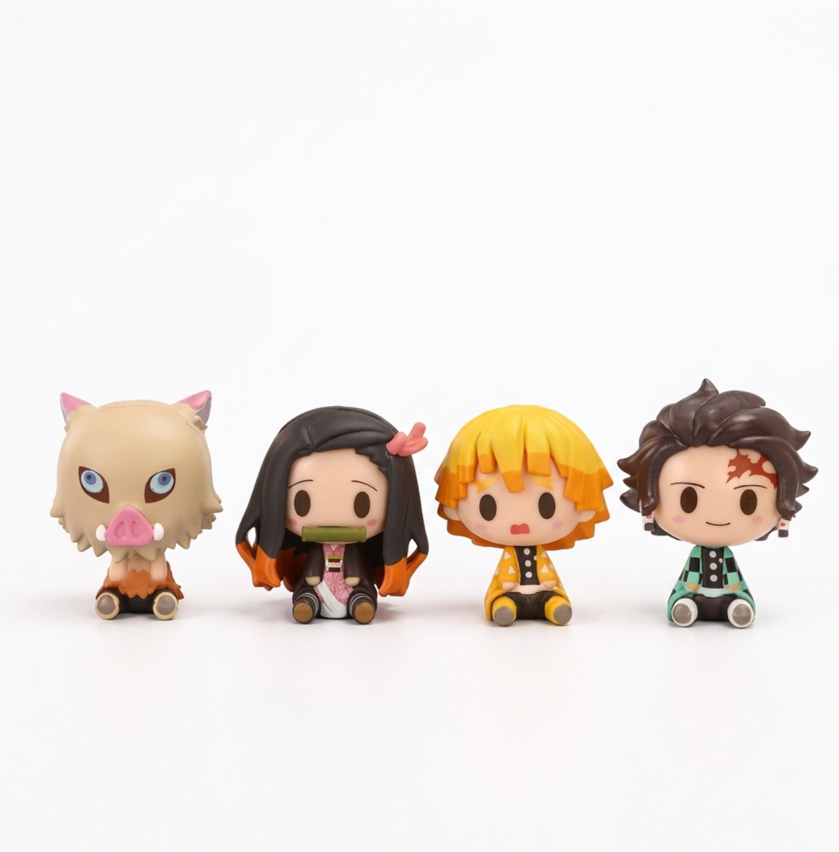 Tanjiro, Nezuko, Zenitsu e Inosuke | Set Chibi de 4 | 6-8 cm